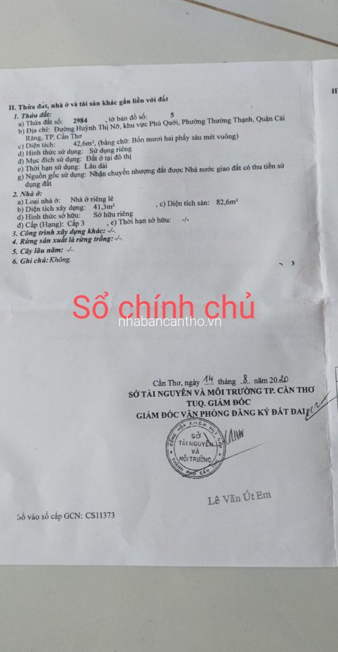 Chính Chủ Bán Nhà 1 Lầu 82,6m2 Đường Huỳnh Thị Nở, Lộ 20m, Nhà Rộng 7m, Sổ Hoàn Công, Giá 1 Tỷ 990