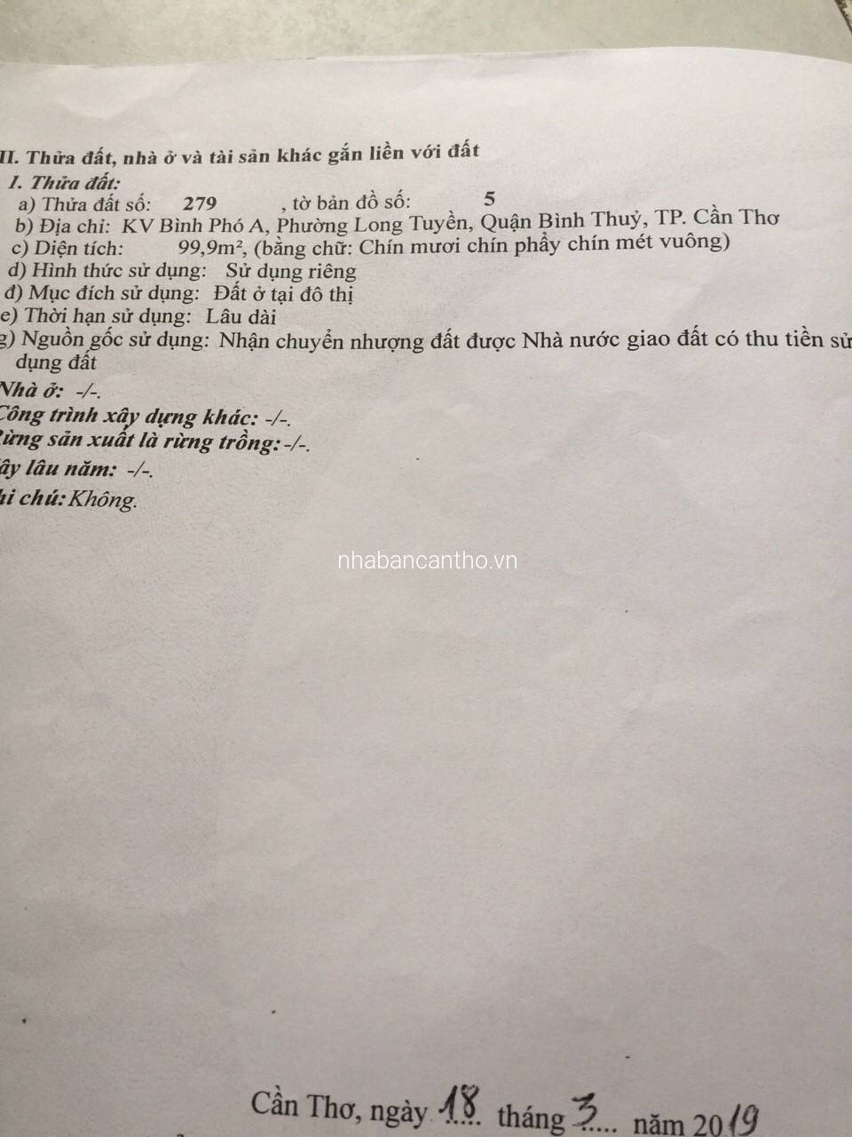 Đất gần chợ bà bộ hẻm nhà nghỉ 999 DT: 4,5m x 20m