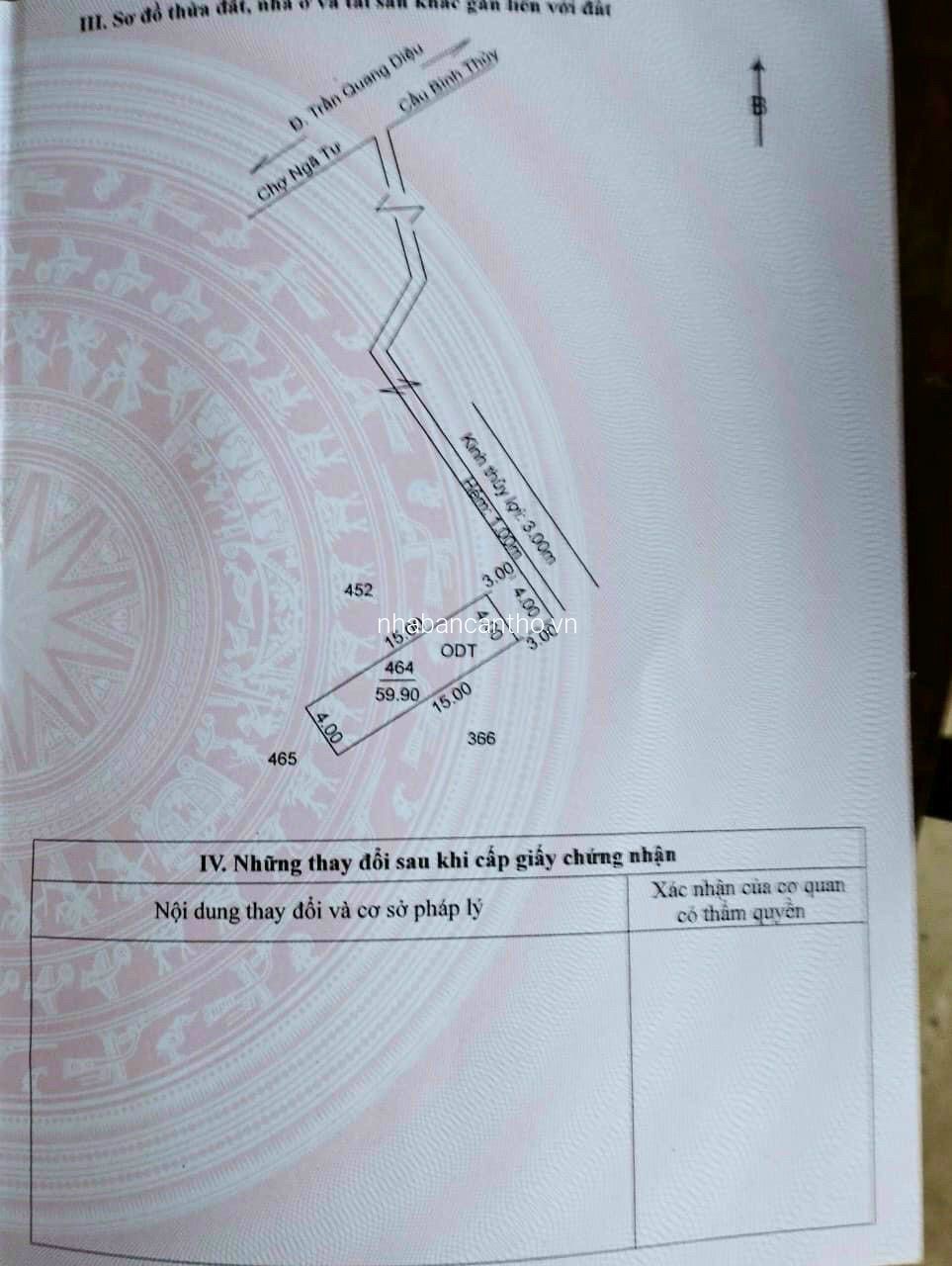 Bán nền trong hẻm đường Trần Quang Diệu, P. Bình Thủy, Q. Bình Thủy, TPCT