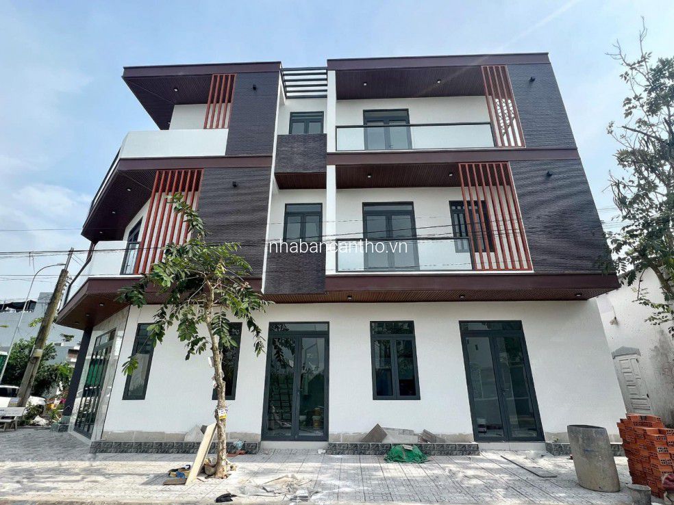 Nhà mới 1 trệt 2 lầu góc 2 mặt tiền đối diện khu Biệt Thự đường B9 Khu dân cư Phú An, Cái Răng, Cần Thơ_6,8tỷ