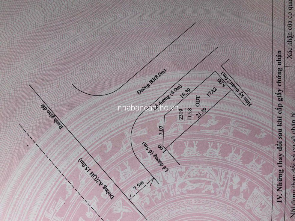 Bán nền góc đường A2 và B3 KDC Tân Phú – P. Tân Phú, Q. Cái Răng, TP Cần Thơ.