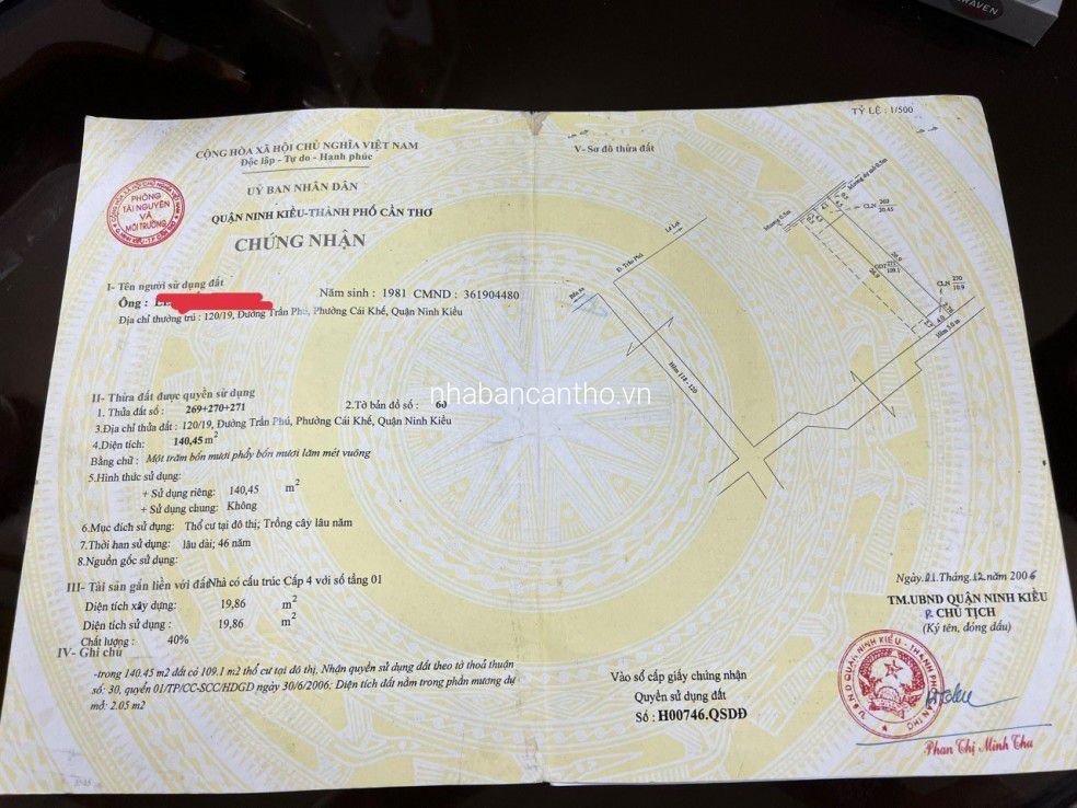 Bán nhà Cấp 4 Hẻm 118-120 đường Trần Phú, Cái Khế, TP. Cần Thơ