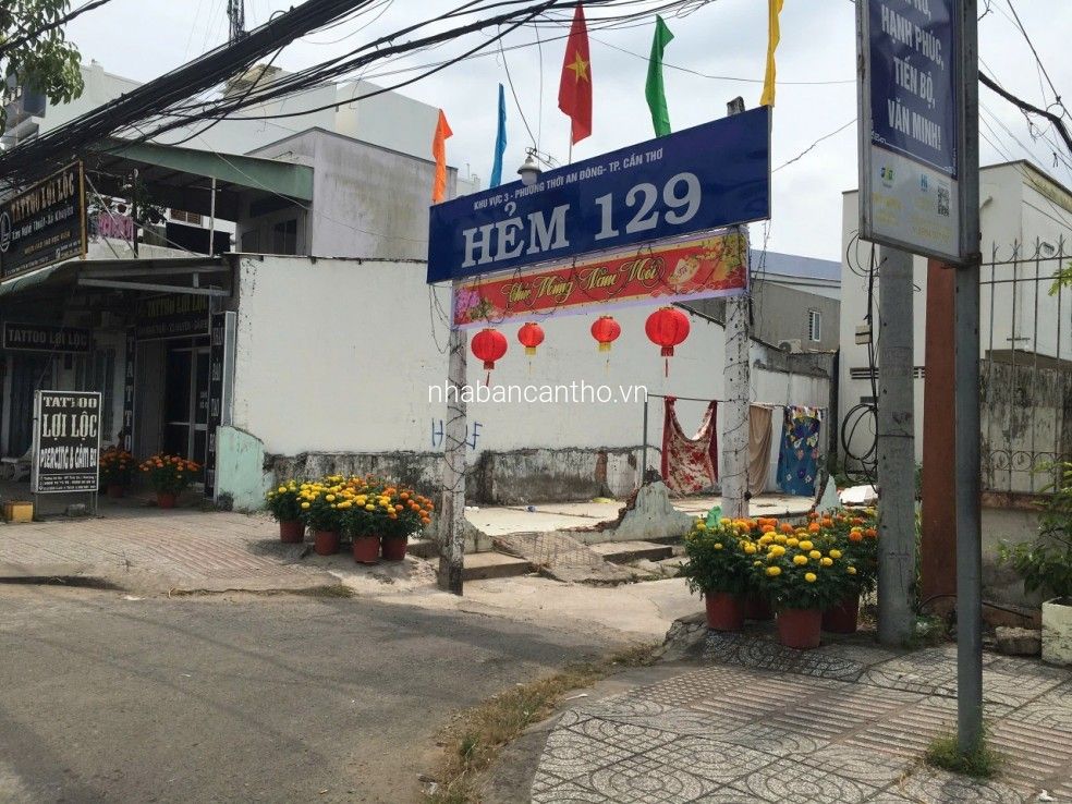 Nền thổ cư Hẻm 129 Lê Hồng Phong, Cần Thơ. Lộ giới 3m, hướng Tây Bắc, full thổ cư.