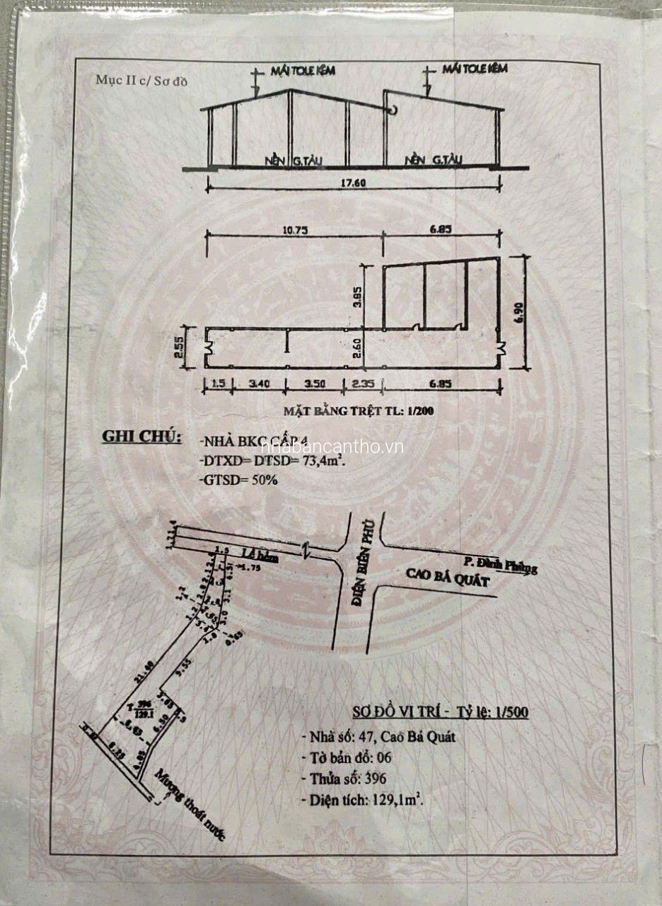 Chính Chủ Cần Bán Đất Thổ Cư, Vị Trí Đẹp Tại mặt tiền Đường Cao Bá Quát, Phường Tân An, Quận Ninh Kiều, Cần Thơ.
