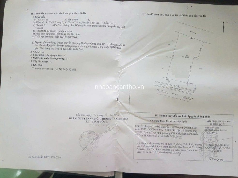 Bán 5 công đất mặt tiền 922 xã xuân Thắng,Thới Lai, Cần Thơ 